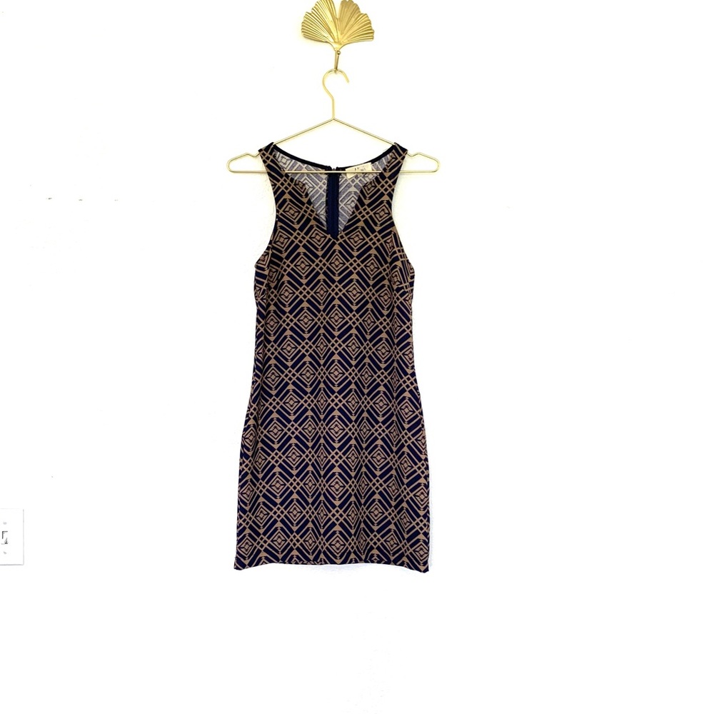 [Mimi’s] Navy & Tan Fitted Dress. Size Small.